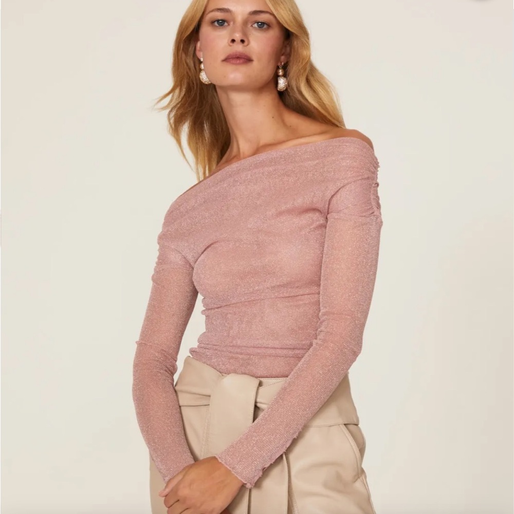 Simkhai sheer sparkly off the shoulder top size M